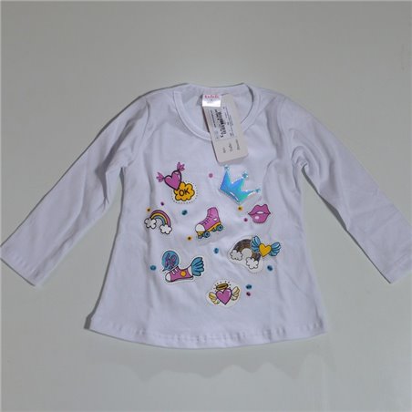 Beba remera mangas largas apliques varios corona