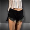 Mujer Short jean tiro corto frente flecos estrass colgantes - BL