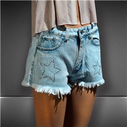 Mujer Short jean frente estrass estrellas - BL