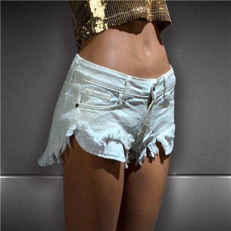 Mujer Short jean tiro corto desflecado - BEL