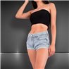 Mujer Short jean desflecado frunce al costado - BEL