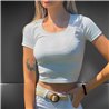 Mujer Remera morley lycra corta laminada escote espejo - FRA