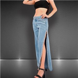 Mujer Pantalon jean aberturas laterales estrass - BEL