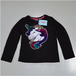 Nena remera mangas largas estampa unicornio lentejuelas 6217