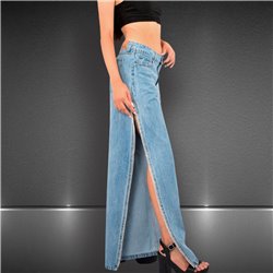 Mujer Pantalon jean aberturas laterales estrass - BEL