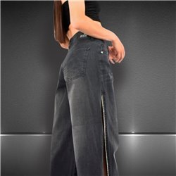 Mujer Pantalon jean aberturas laterales estrass - BEL