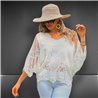 Mujer Blusa lino bordado flores mangas amplias - FRA