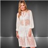 Mujer Camisa lino larga frente tull bordado - FRA