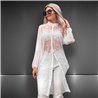 Mujer Camisa lino larga frente tull bordado - FRA