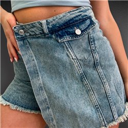 Mujer Short pollera jean frente cruzado - EM