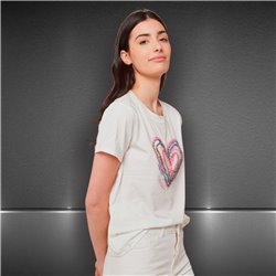Mujer Remera algodon lycra estampa corazon tachas estrass colores - RA