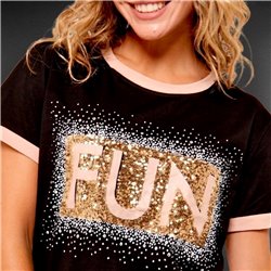 Mujer Remera algodon lycra estampa FUN lentejuelas - FRA