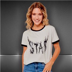 Mujer Remera algodon lycra estampa STAR piedras - FRA