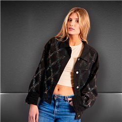 Mujer Campera jean over side brillos - FRA