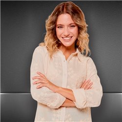 Mujer Camisa lino bordado estrellas - FRA