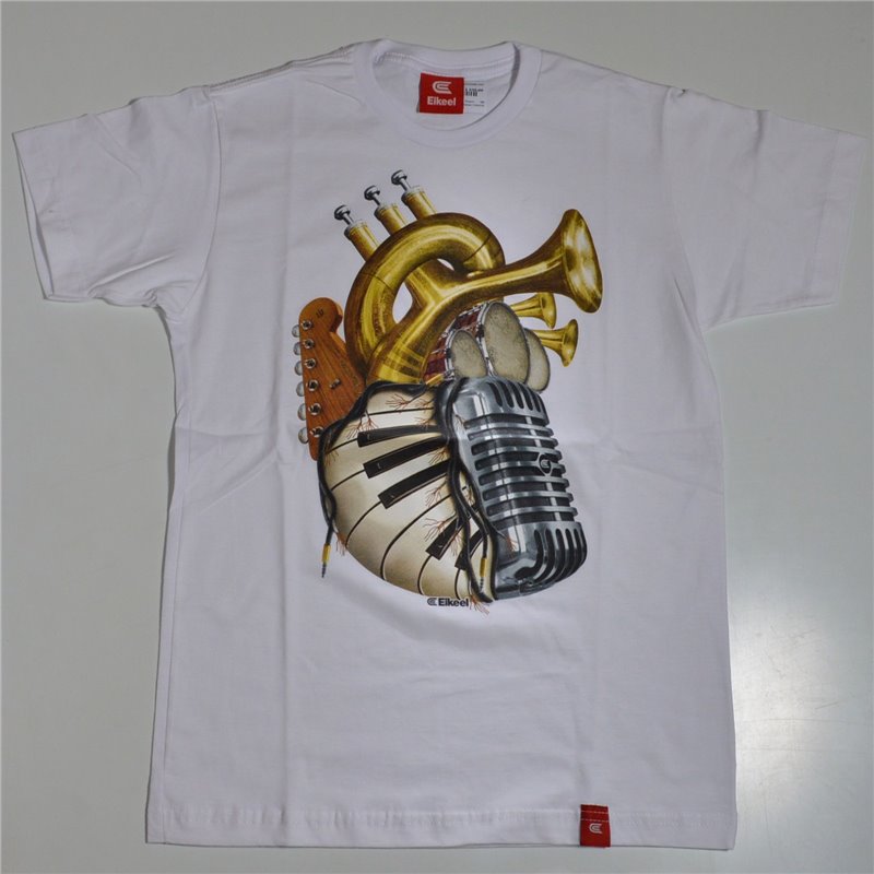 Hombre remera algodon estampa CORAZON MUSICAL