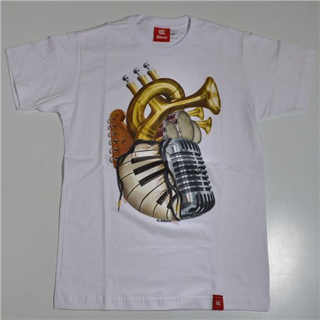 Hombre remera algodon estampa CORAZON MUSICAL