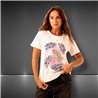Mujer Remera algodon lycra estampa hojas fondo color - FRA