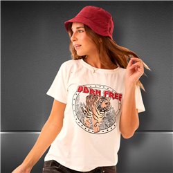 Mujer Remera algodon lycra estampa tigre BARN FREE - FRA