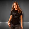 Mujer Remera algodon lycra estampa relieve estrass FLOWERS y FUN - FRA