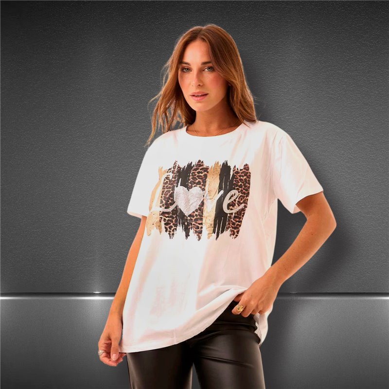 Mujer Remera algodon lycra over side estampa LOVE print - FRA