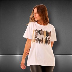 Mujer Remera algodon lycra over side estampa LOVE print - FRA