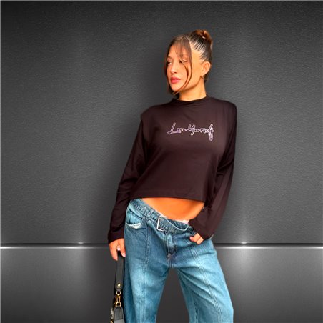 Mujer Pantalon jean wide leg frente cinturon ajustable - EM