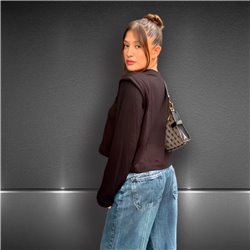 Mujer Pantalon jean wide leg frente cinturon ajustable - EM