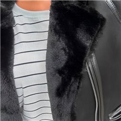 Mujer Campera gamulan piel frente cierres - EM