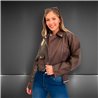 Mujer Campera ecocuero corta cruzada cinturon - EM