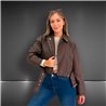 Mujer Campera ecocuero corta cruzada cinturon - EM