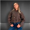 Mujer Campera ecocuero corta cruzada cinturon - EM