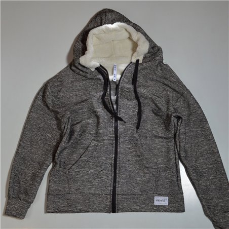 Mujer campera rustica con brillo capucha peluche