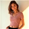 Mujer Remera algodon corta escote V lisa - PTC