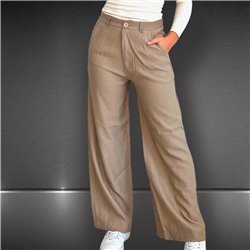 Mujer Pantalon lino wide leg cintura elastica - EM