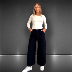 Mujer Pantalon lino wide leg cintura elastica - EM