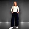 Mujer Pantalon lino wide leg cintura elastica - EM