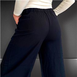 Mujer Pantalon lino wide leg cintura elastica - EM