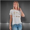 Mujer Remera algodon lycra estampa besitos  brillo dorado - FRA