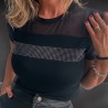 Mujer Remera lycra combinada tull elastizado frente franja estrass - FRA