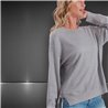 Mujer Sweater bremer amplio cuello mangas estrass lazo ajustable - FRA