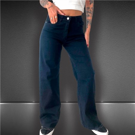Mujer pantalon jean recto elastizado sin ruedo - EM