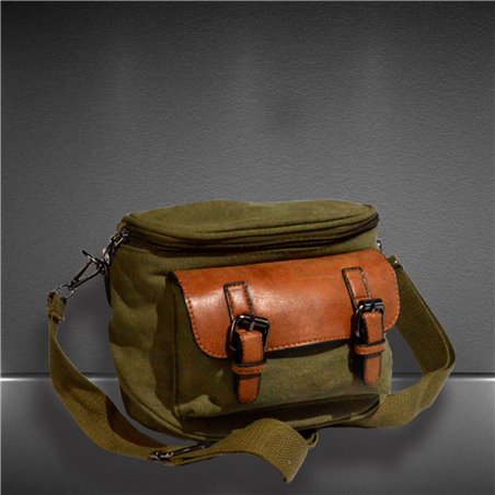 Morral lona solapa ecocuero hebillas - GO