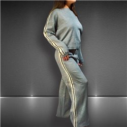 Mujer conjunto tejido lycra pantalon buzo detalle franja - CA