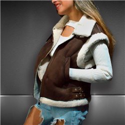 Mujer chaleco piel hebillas al costado - CA