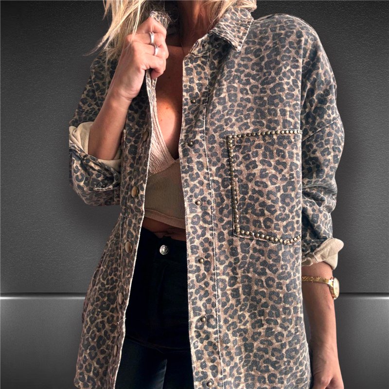 Mujer camisaco gabardina bolsillos tachas estampa print - FRA