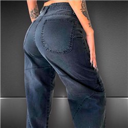 Mujer pantalon jean recto recortes - EM