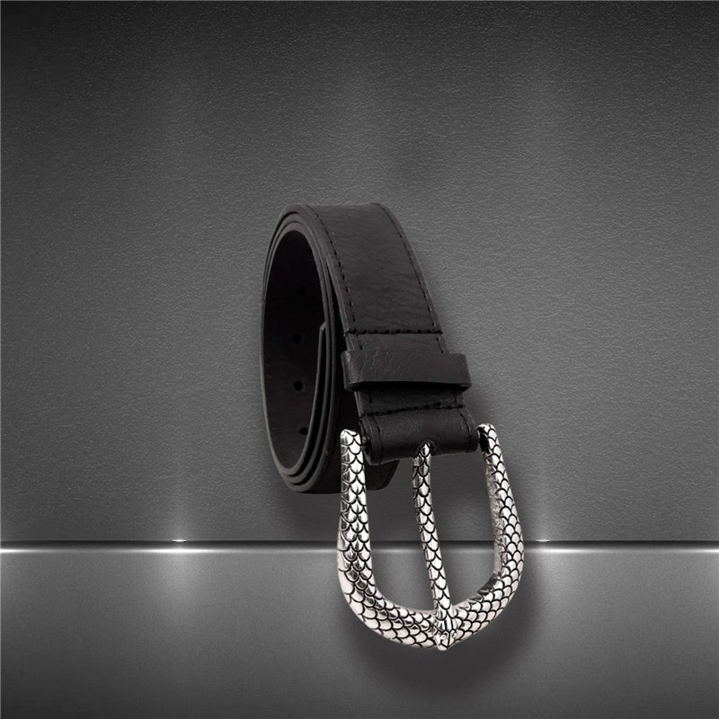 Cinto ecocuero liso hebilla reptilado - RE