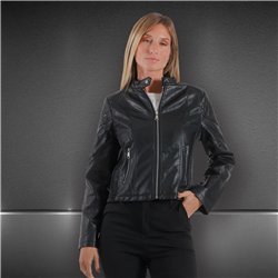 Mujer campera ecocuero fuelle al costado elastizado