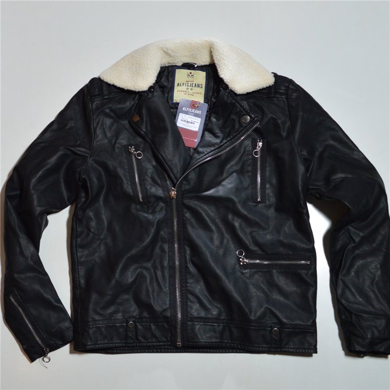 Hombre campera ecocuero cuello corderito desmontable 17075